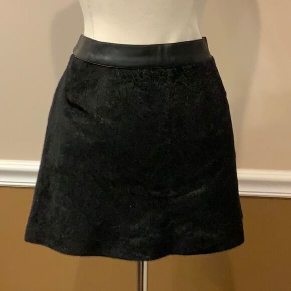 Sam Edelman faux black pony hair skirt 8 - Picture 4 of 11